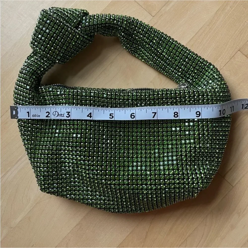 Rhinestone Knot Handle Hobo Bag in Green NWOT